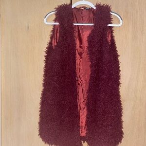 Maroon fur vest
